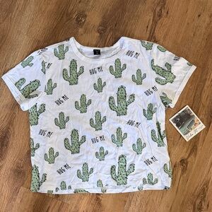 Vibe Cactus Tee - White and Green